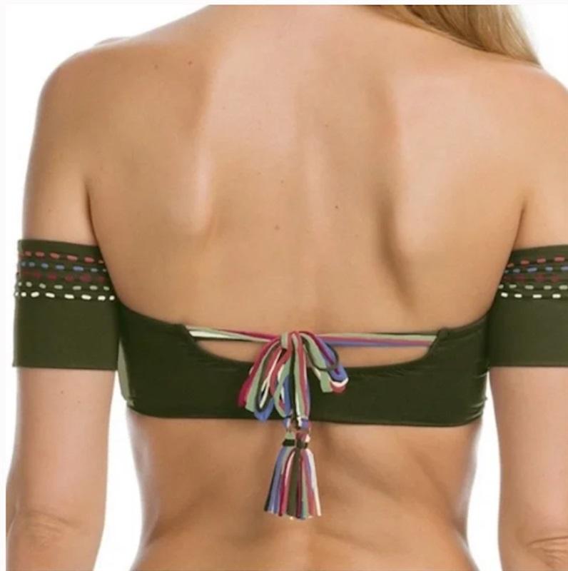 NWOT Becca M Off-Shoulder Quest Bikini Swim Top Green 117074