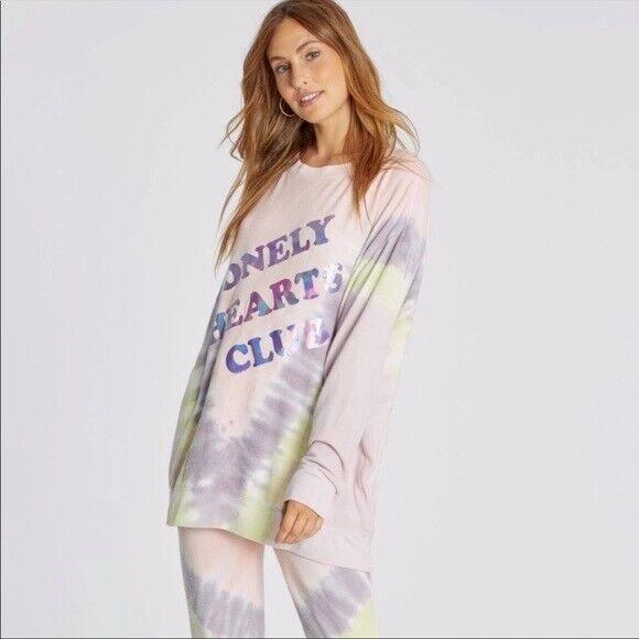 NWT Wildfox L Oversize Lonely Hearts Club Tie Dye Sweatshirt 117100