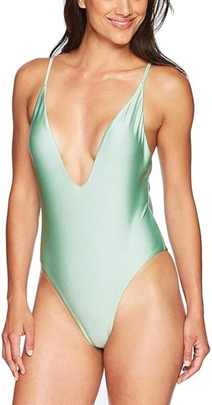 NWT MINKPINK XS Amelia Deep V Mint Green 1Pc Swimsuit 117105