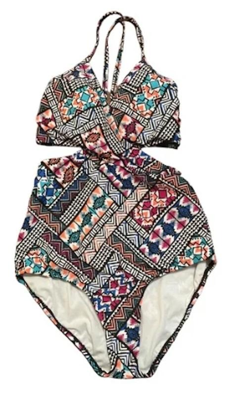 NWOT Jantzen 10 Aztec Print Keyhole Monokini 1PC Swimsuit 117109