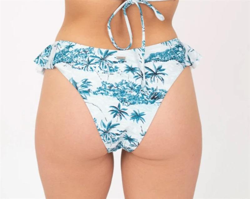 NWOT Volcom 16W I'm Not Shore Blue Palm Swimsuit Bikini Bottoms 117121