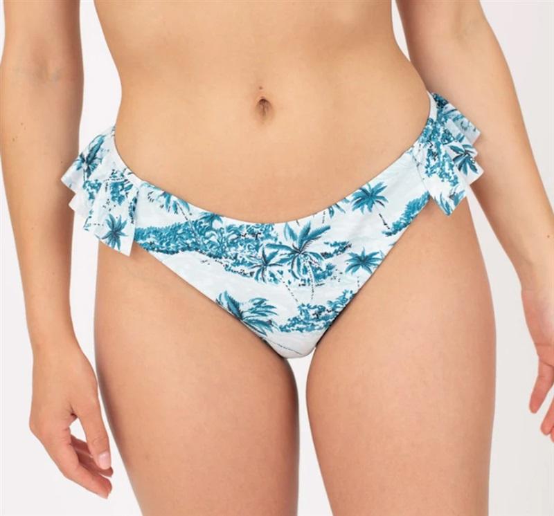NWOT Volcom 16W I'm Not Shore Blue Palm Swimsuit Bikini Bottoms 117121