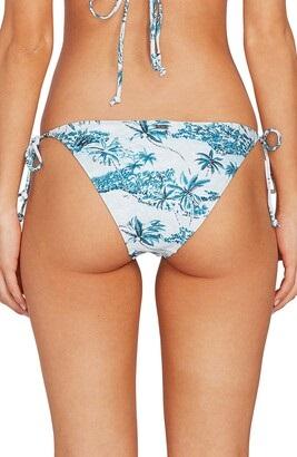 NWOT Volcom S I'm Not Shore Blue Palm Swimsuit Side Tie Bikini Bottoms 117122