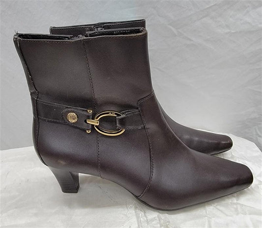 NWOTD Anne Klein 6 Greta Brown Point Toe Booties 117145