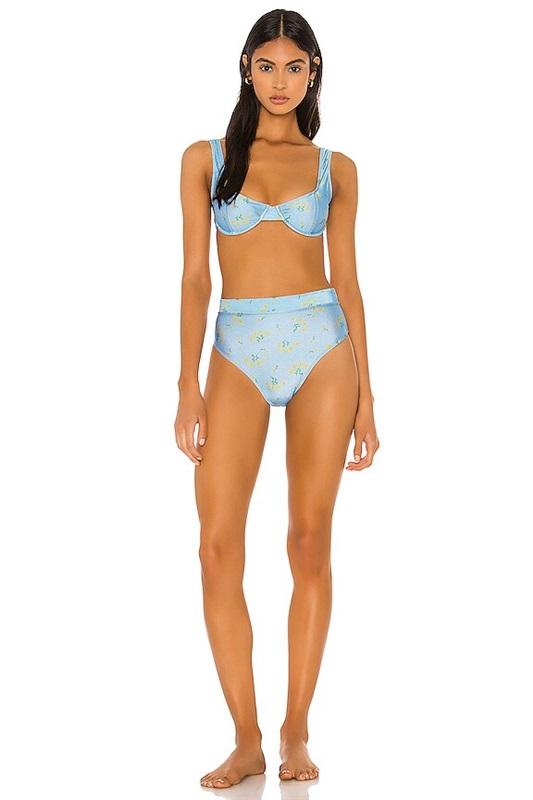 NWT Faithfull The Brand 6 USA Norma Bikini Bottom Blue Yellow 117159