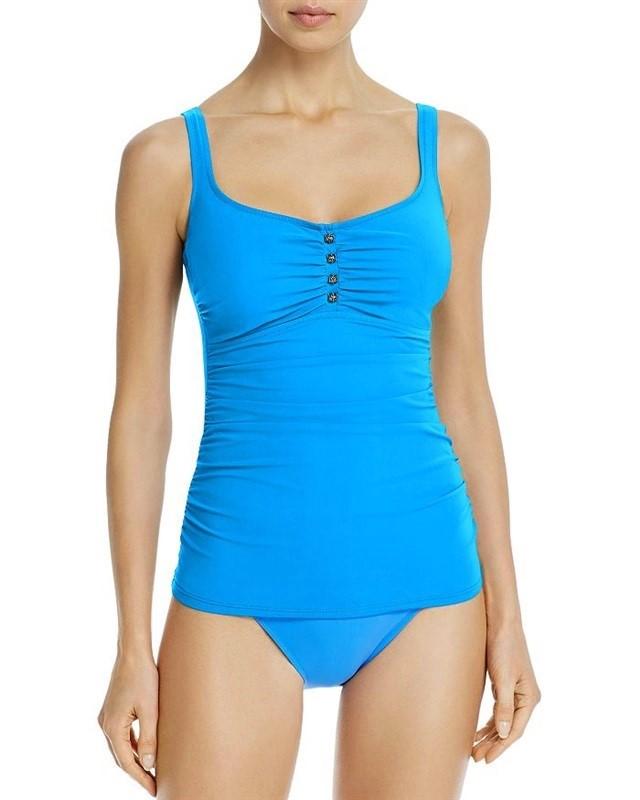 NWT Profile By Gottex 38D Maharani Round-Neck Tankini Top Blue 117160