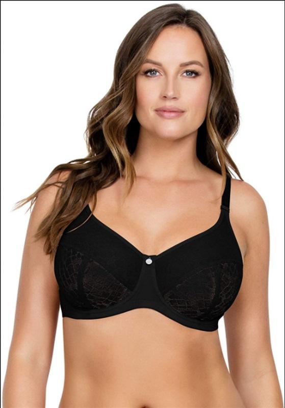 NWT Parfait by Affinitas 32d Claire Lace Unlined Minimizer Bra Black 117187