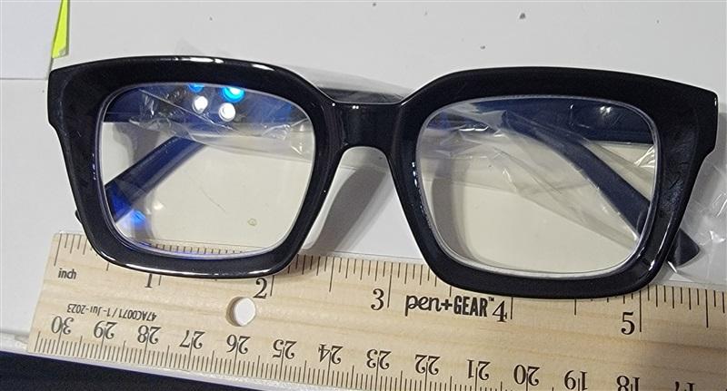 NWT Thick Rectangle Nerd Black Blue Light 1.0 Reading Glasses 117202