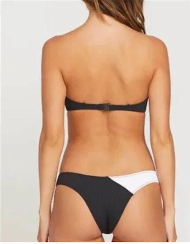 NWOT Volcom 16w Simply Ribbed Black White Bikini Swim Bottom 117229