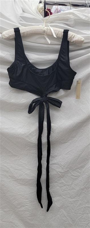 NWT Ris-k M Frolic Black Scoop Neck Wrap Bikini Swim Top 117246
