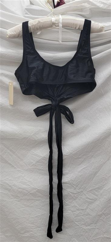 NWT Ris-k M Frolic Black Scoop Neck Wrap Bikini Swim Top 117246
