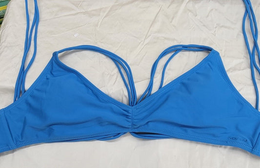 NWOT Volcom Simply Solid XL Blue Strappy Halter Bikini Swim Top #117252