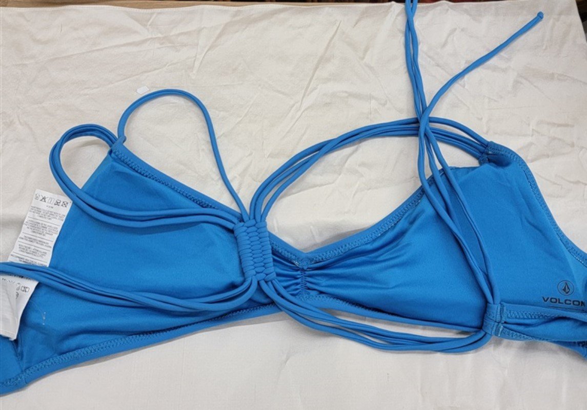 NWOT Volcom Simply Solid XL Blue Strappy Halter Bikini Swim Top #117252