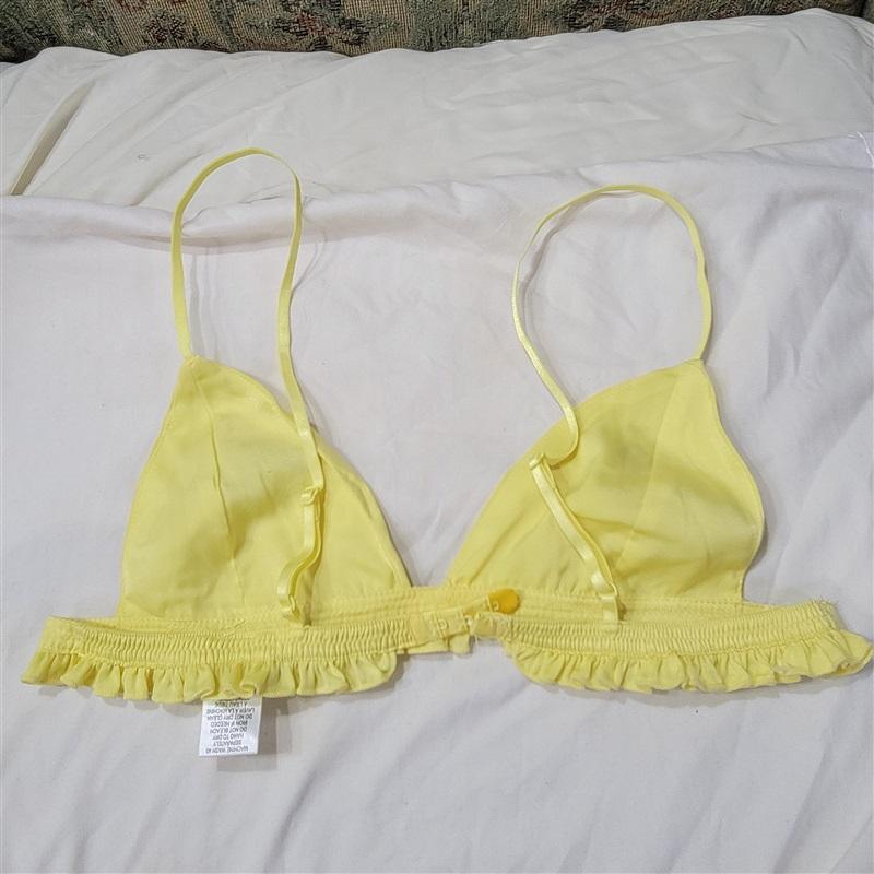 NWOT Wildfox M Day of the Week Emoji Ruffle Triangle Bralette Yellow 117263