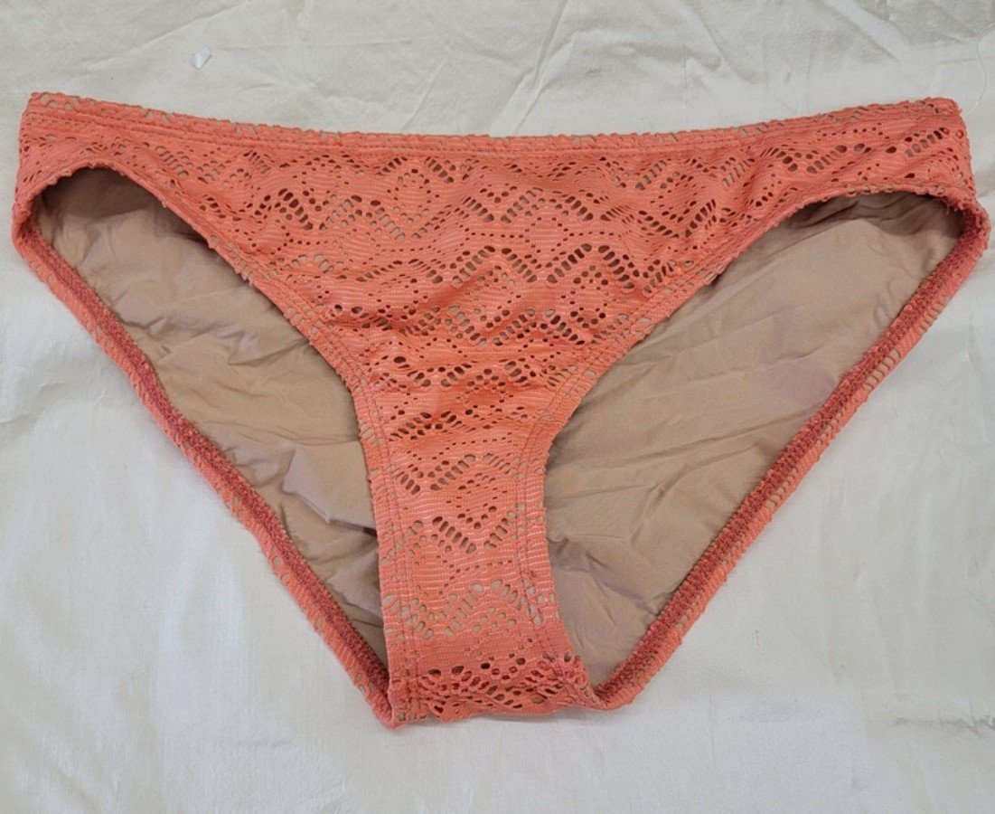 NWOT Ella Moss M Melon Orange Lace Swimsuit Bikini Bottom 117267