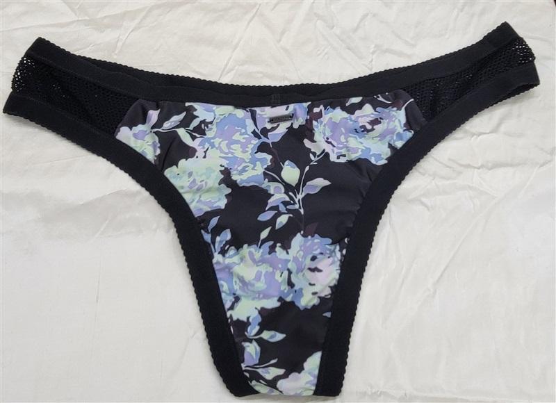NWOT Volcom 16w Mesh Purple Green Roses Black Bikini Swim Bottom 117286