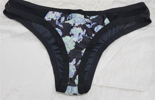 NWOT Volcom 16w Mesh Purple Green Roses Black Bikini Swim Bottom 117286