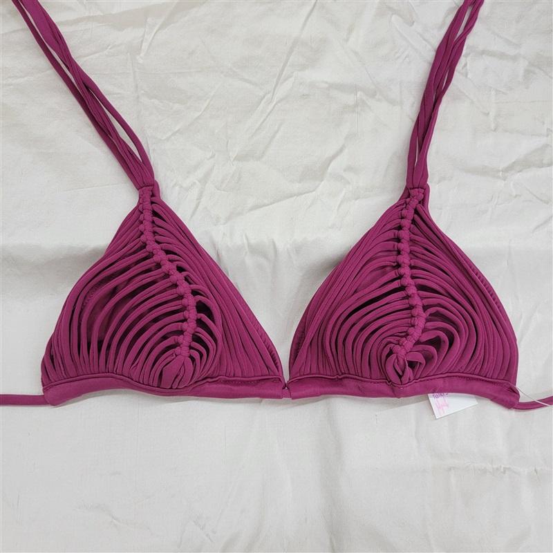 NWOT Pilyq Isla Halter M Triangle Strappy Bikini Swim Top Wine SAMPLE 117293