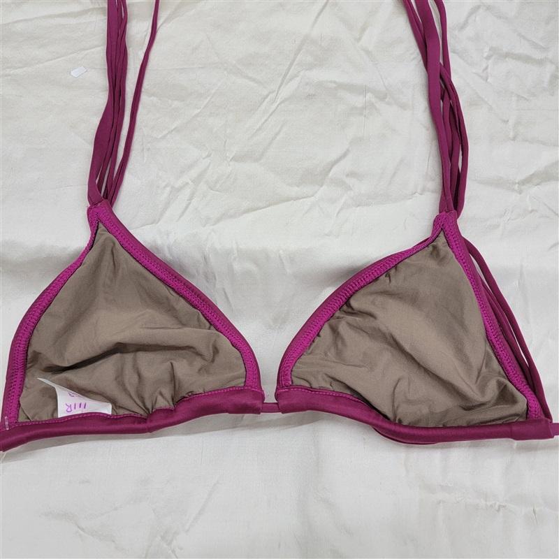 NWOT Pilyq Isla Halter M Triangle Strappy Bikini Swim Top Wine SAMPLE 117293