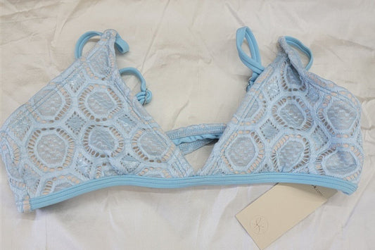 NWT Ris-k S Blue Lace Triangle Bikini Swim Top 117297