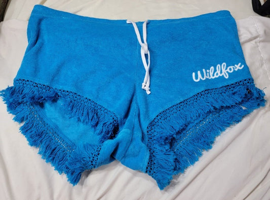 NWT Wildfox S Fringe Gym Shorts Fun Fox Beach Cooler 117346