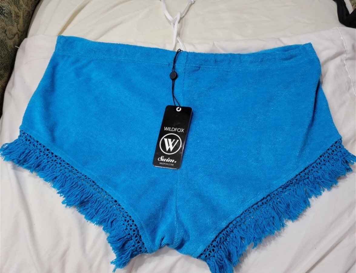 NWT Wildfox S Fringe Gym Shorts Fun Fox Beach Cooler 117346