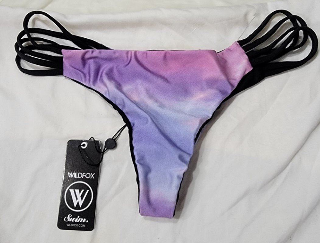 NWT Wildfox Cosmic L Cheeky Reversible Strappy Scoop Bikini Swim Bottom 117357