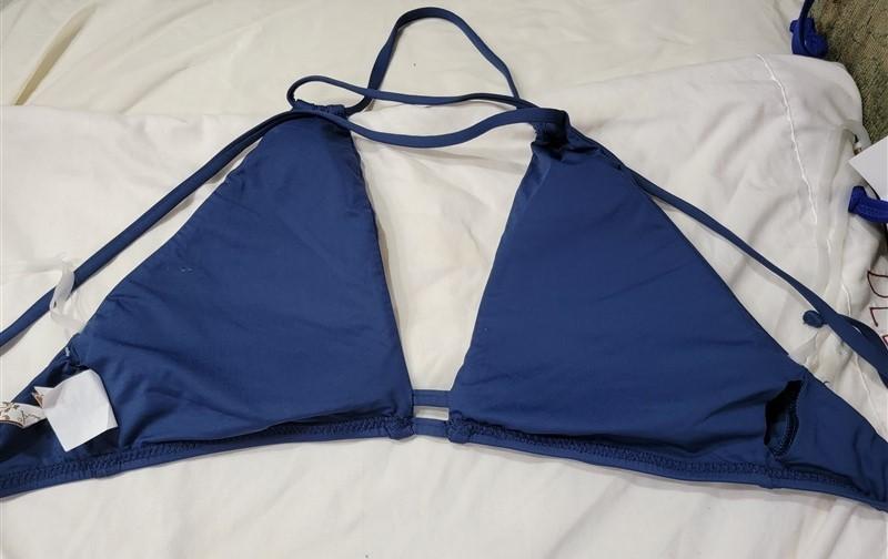 NWOT Becca Virtue L Color Code Bikini Top Triangle Bikini Swim Blue 117359