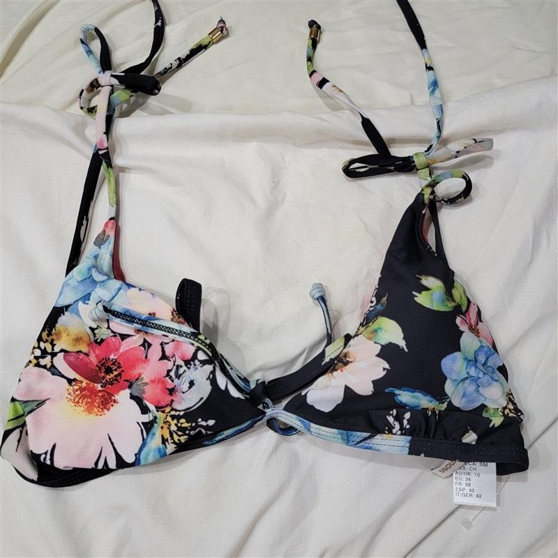 NWT Ella Moss S Floral Halter Triangle Bikini Swim Top 117361