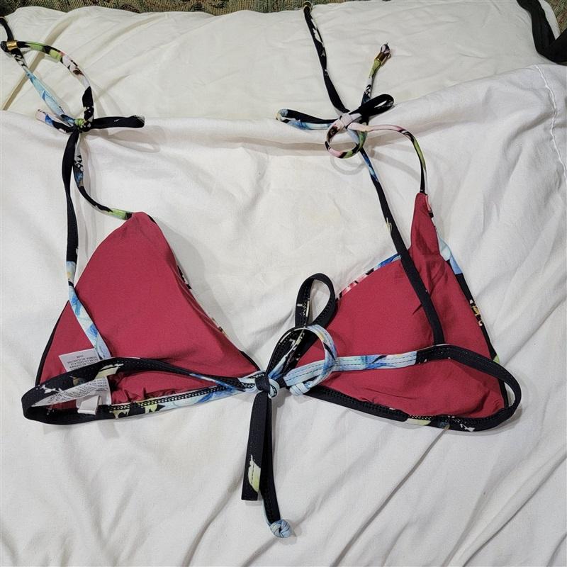NWT Ella Moss S Floral Halter Triangle Bikini Swim Top 117361