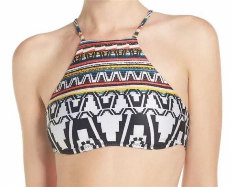 NWT Becca M Journey High Neck Halter Bikini Top Tassel Tie 117363