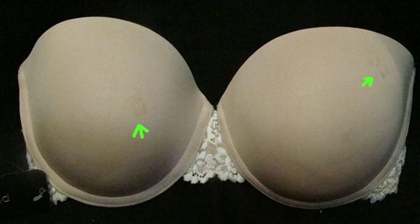 PO Wacoal Bra 34DD Strapless Beige & Cream Lace 854191 117369