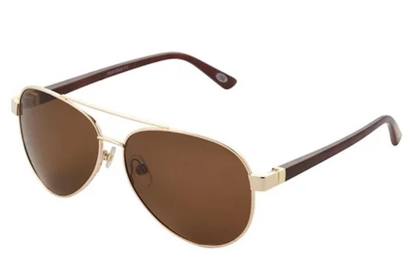 NWT Foster Grant Revlon Aviator Sunglasses Gold Brown 117374