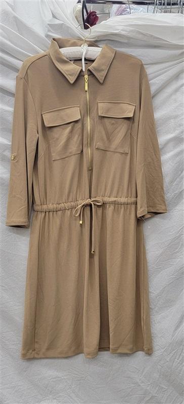 NWOTD Boston Proper L Beyond Travel Half Zip Mini Dress Tan 117442