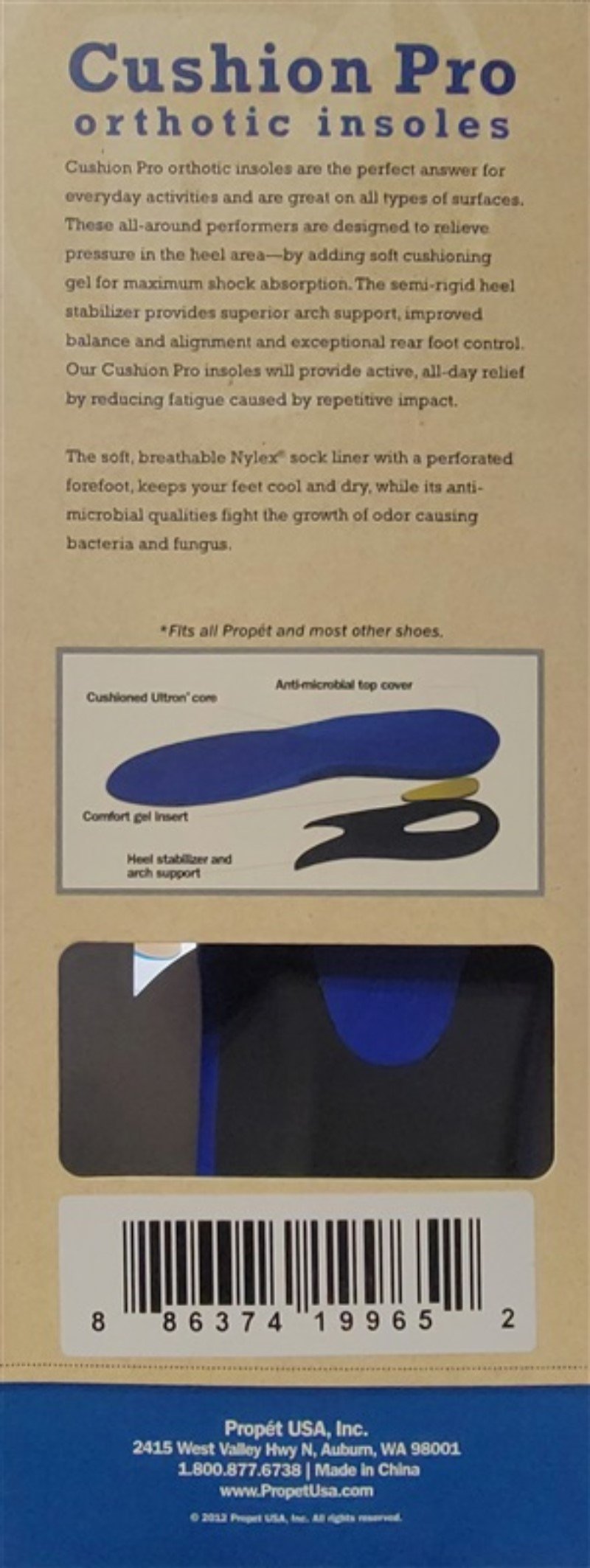 NWT Propét S Performance Orthotic Insoles Hard Surfaces Memory Foam 117494