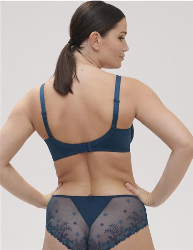 NEW Simone Perele 34G Delice Sheer Plunge Bra 12X319 Blue 117506