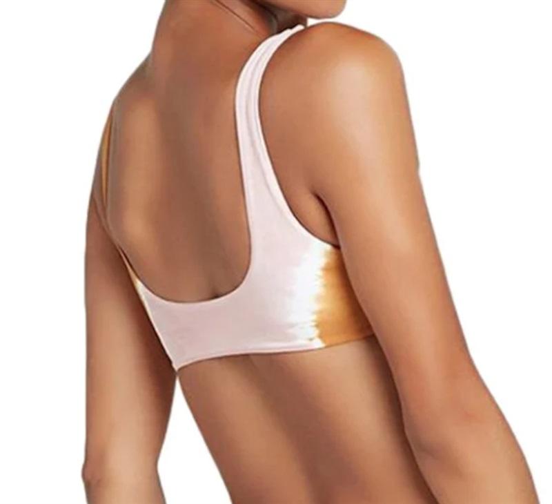 NWT L*Space M Lizzie Tie Dye Pink White Brown Bikini Top 117518