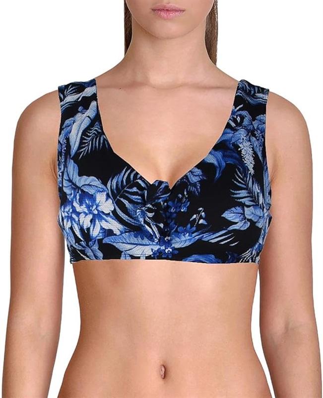 NWT Tommy Bahama S Indigo Garden Tie Front Blue Bikini Swim Top 117579