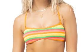 NWT L*Space S Pamela Bikini Top Swimsuit Orange Yellow 117584