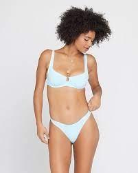 NWT L*Space L Cabana Bitsy Bikini Bottom Terry Blue 117609