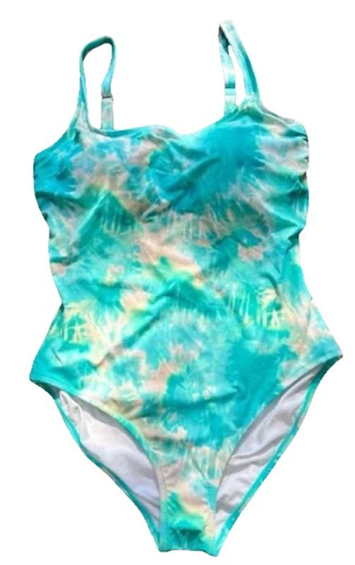 NWT Calme M 1 Pc Maillot Tank Swimsuit Teal 117616