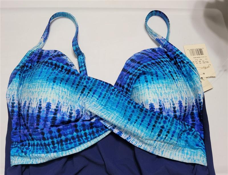 NWT Profile by Gottex 12 Textured Tummy Control Swimdress Blue 117640