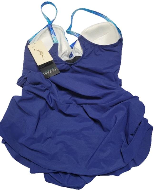 NWT Profile by Gottex 12 Textured Tummy Control Swimdress Blue 117640