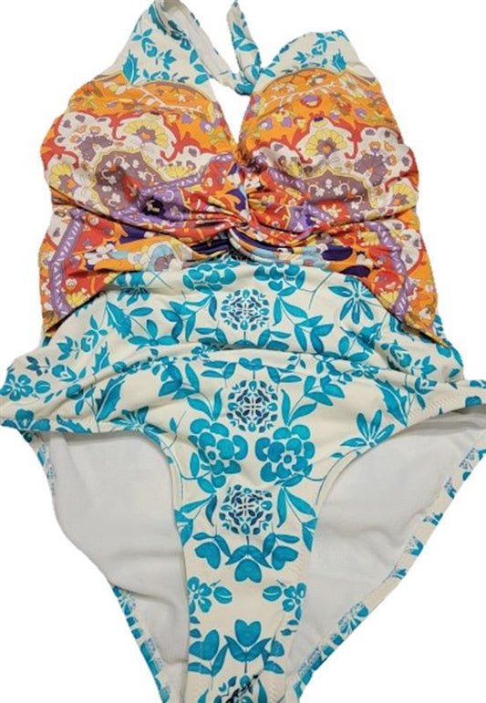 NWOT Johnny Was S Halter Floral 1 Pc Swimsuit 117642