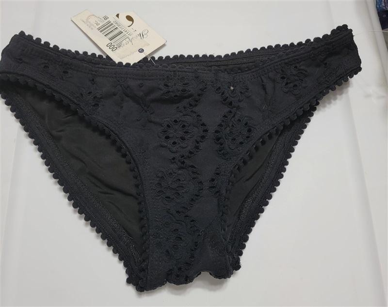 NWT Shoshanna S Eyelet Pom Pom Bikini Bottom Black 117644