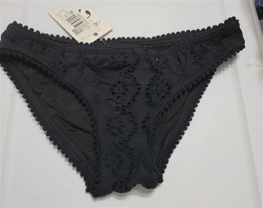 NWT Shoshanna S Eyelet Pom Pom Bikini Bottom Black 117644