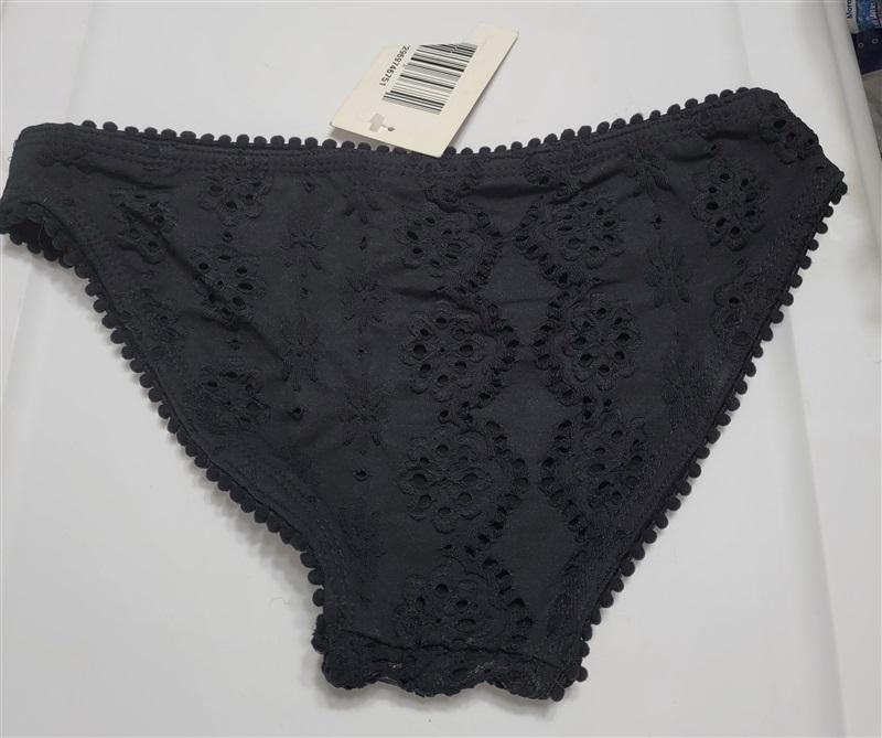 NWT Shoshanna S Eyelet Pom Pom Bikini Bottom Black 117644