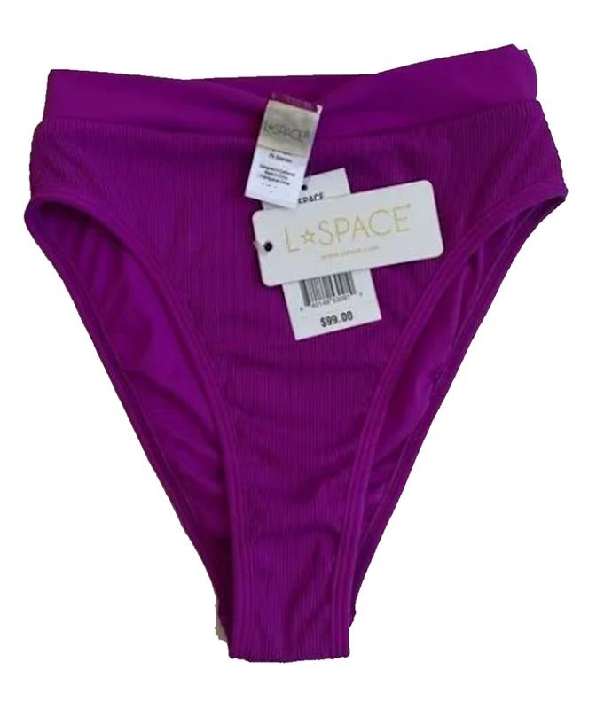 NWT L Space Frenchi S PIT Purple High-Waisted Bikini Swim Bottom 117656
