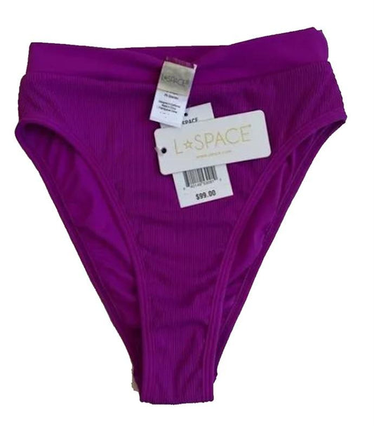 NWT L Space Frenchi S PIT Purple High-Waisted Bikini Swim Bottom 117656