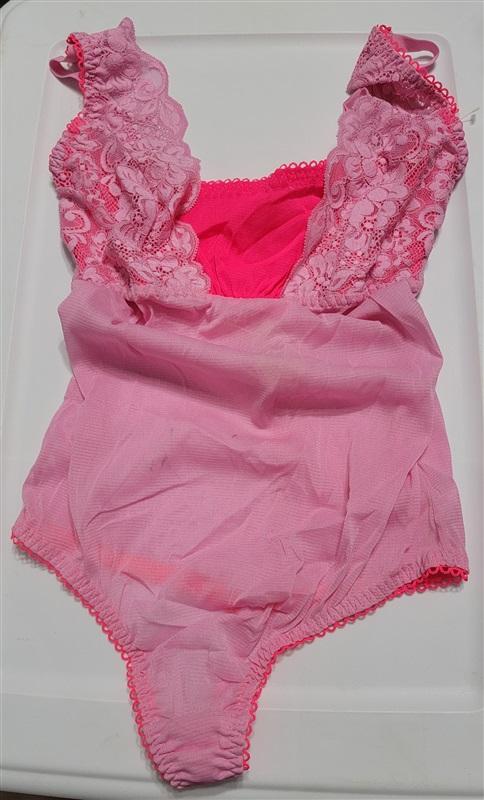 NWTD HAH Hot As Hell Intimates L Bridal lace Thong Bodysuit Pink 117661
